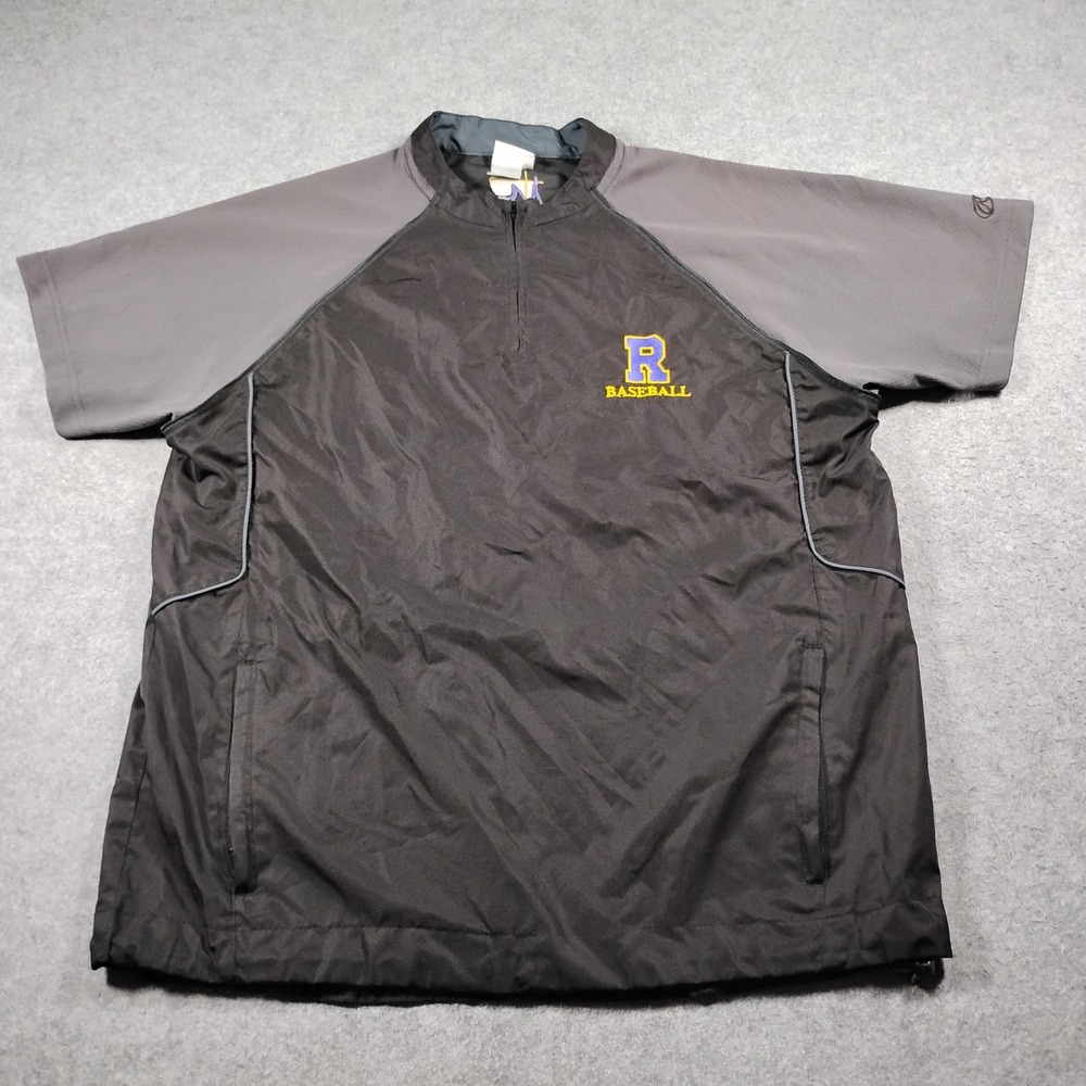 Rawlings Men Large Black Short Sleeve Quarter Zip Rochester Baseball Windbreaker
